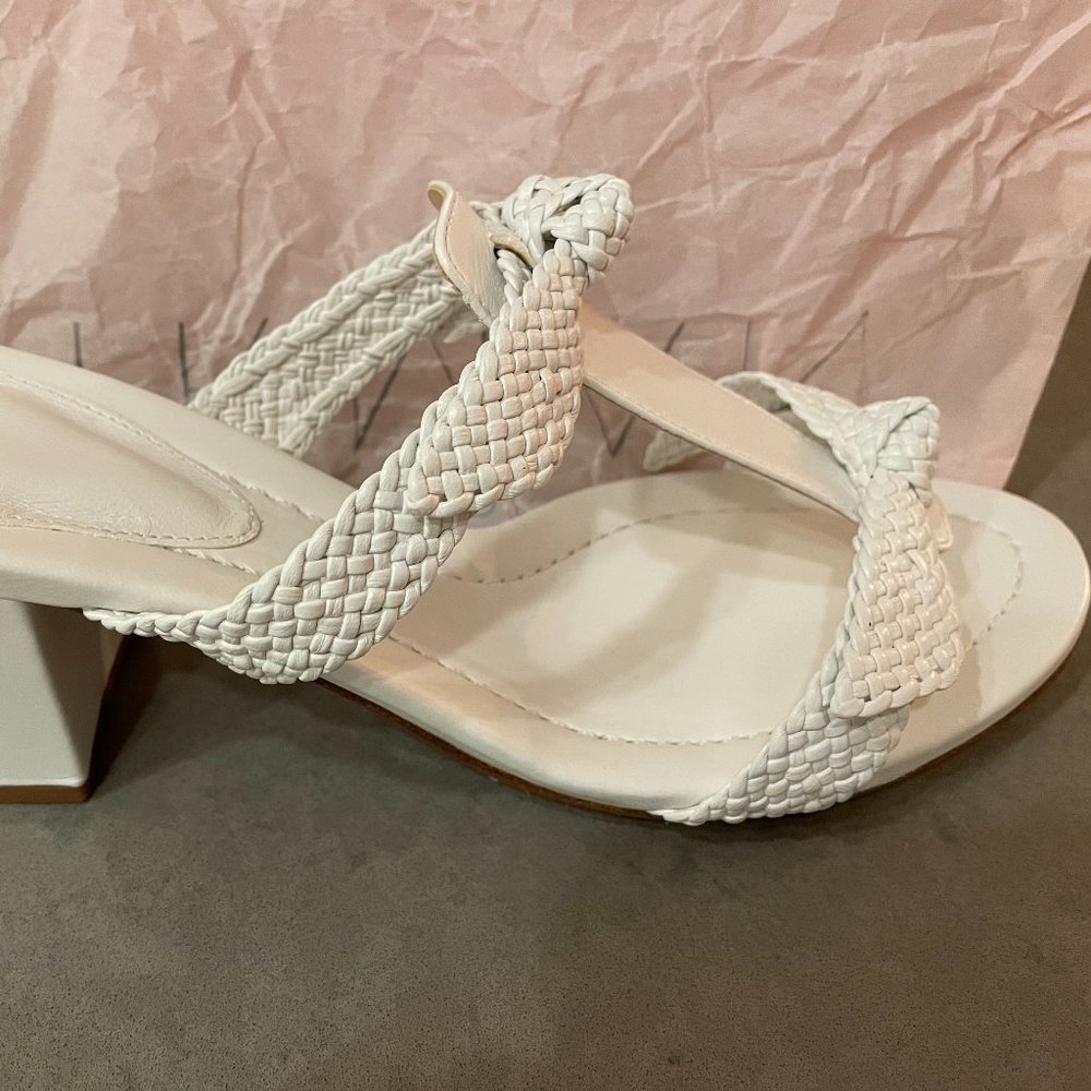 Alexandre Birman - White Clarita Woven Block Heels Size 8 - Picture 3 of 6